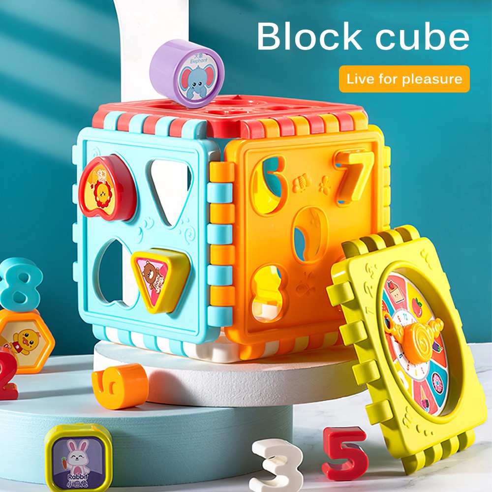 Puzzle Building Block Baby 01 Years Old Toy Shape Matching Hexahedron