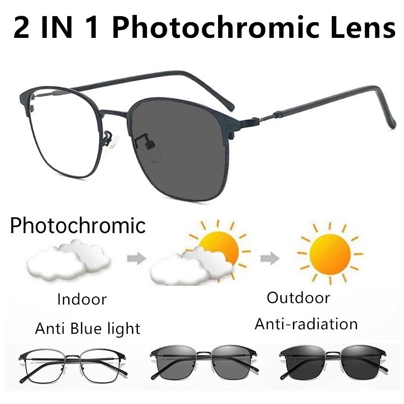 Photochromic Glasses Anti Radiation Metal Anti Blue Light Eyeglass For