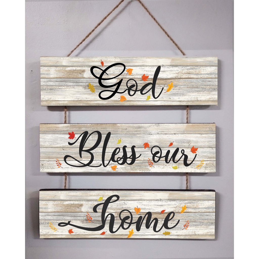 Wood Decor Home Decor Hanging GOD BLESS OUR HOME Rustic Vintage Wood Sign Inspirational Bible