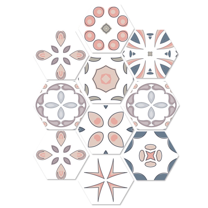 Mediterranean style bathroom floor stickers Creative simple DIY hexagon