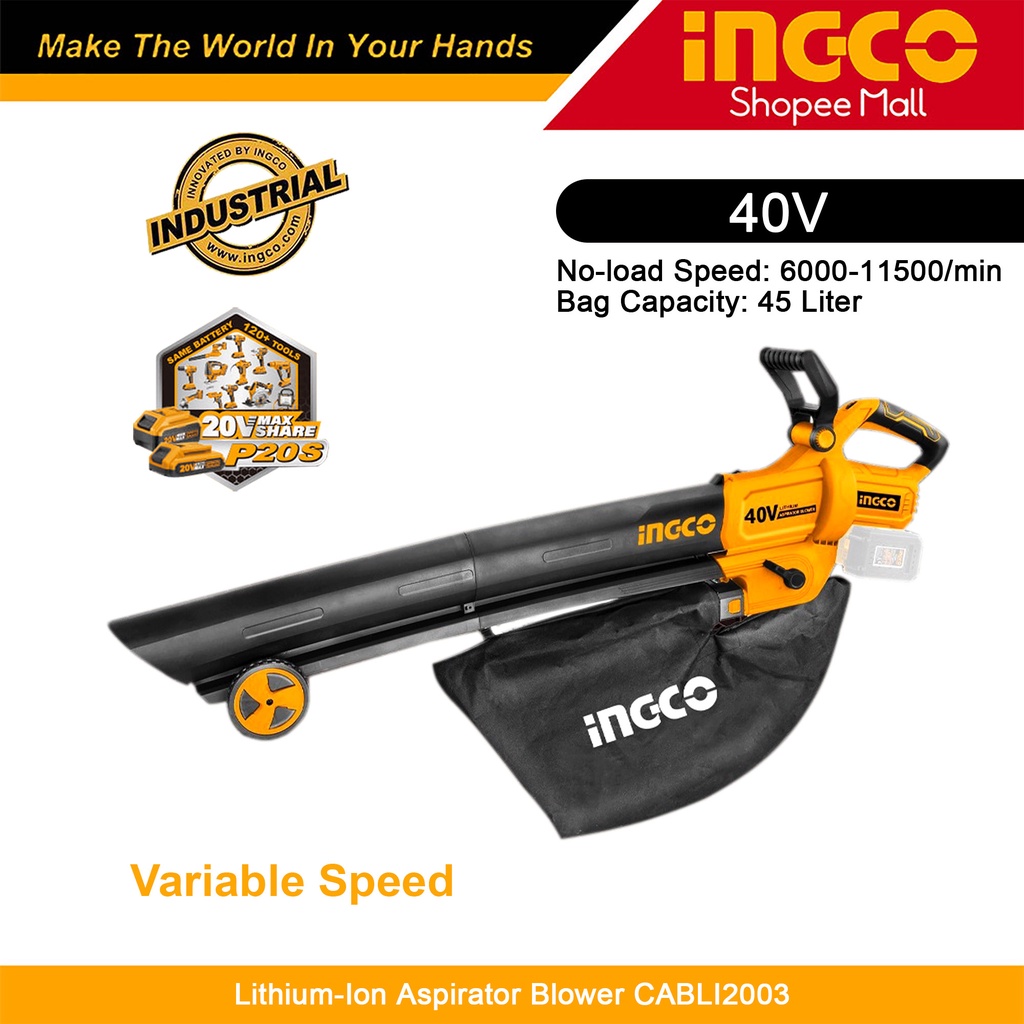 INGCO CABLI2003 LithiumIon Cordless Aspirator Air Blower 40V UNIT ONLY