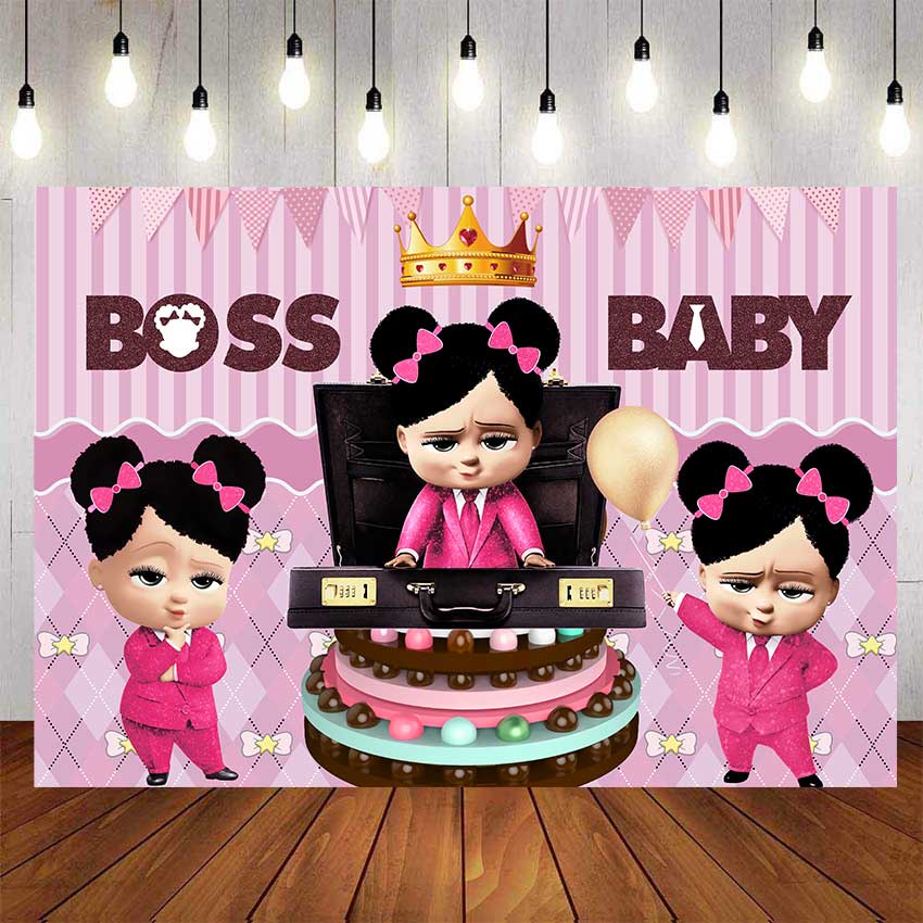 Pink Boss Baby Girl Birthday Backdrop For Photography Baby Shower Kids