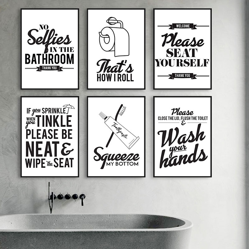 Modern Black White Quote Canvas Art Painting Prints Wall Decorative