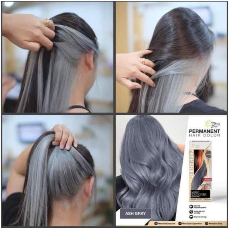 ASH GRAY ASH BLONDE 𝗣𝗘𝗥𝗠𝗔𝗡𝗘𝗡𝗧 𝗖𝗢𝗟𝗢𝗥 BY MERRYSUN with FREEBIES Shopee