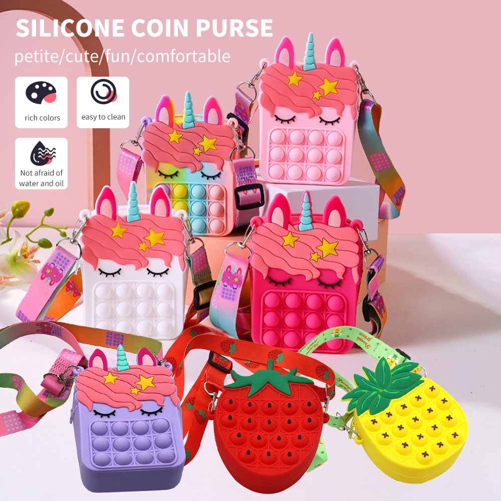 Pop it Bag Unicorn Bag Wallet Messenger Bag Shoulder Bag Cute bag Colorful Rainbow Wallet for