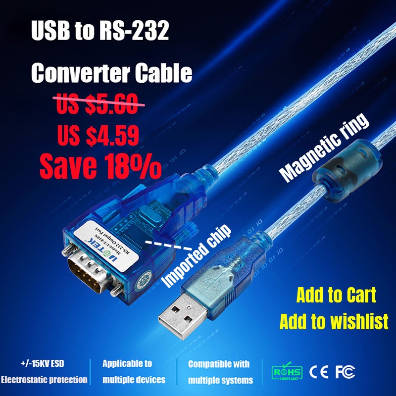 UOTEK USB to RS232 Converter RS232 to Usb 2.0 Conversion Cable UT810N