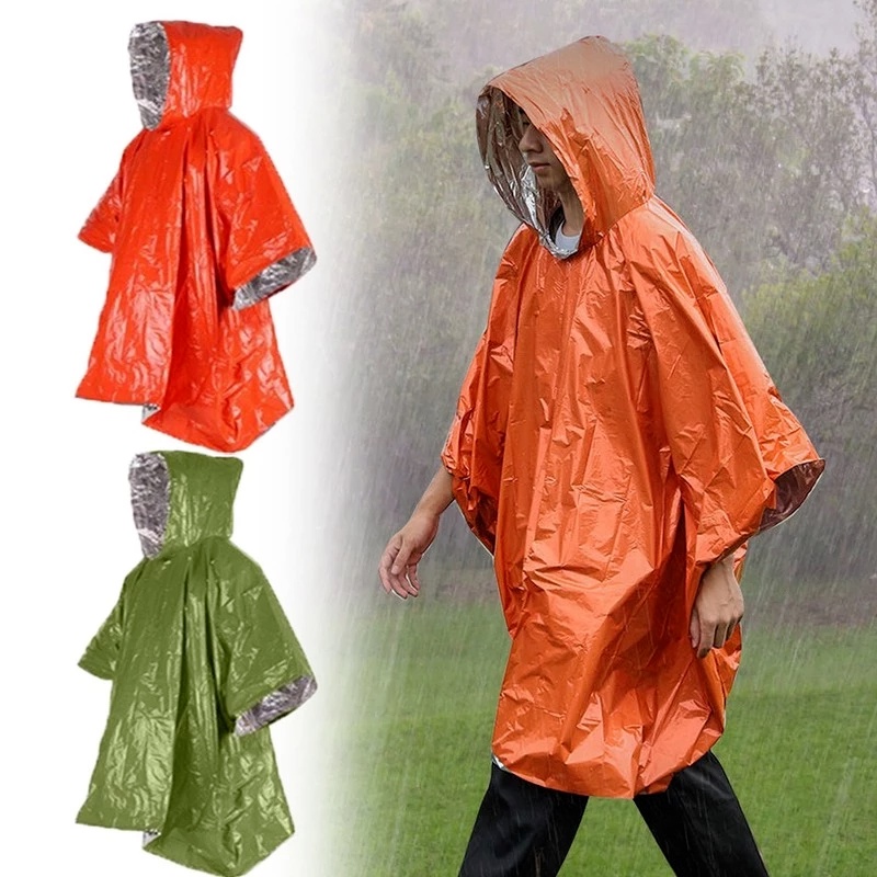 3 In 1 Emergency Reflective Raincoat Aluminum Film Poncho Rainwear