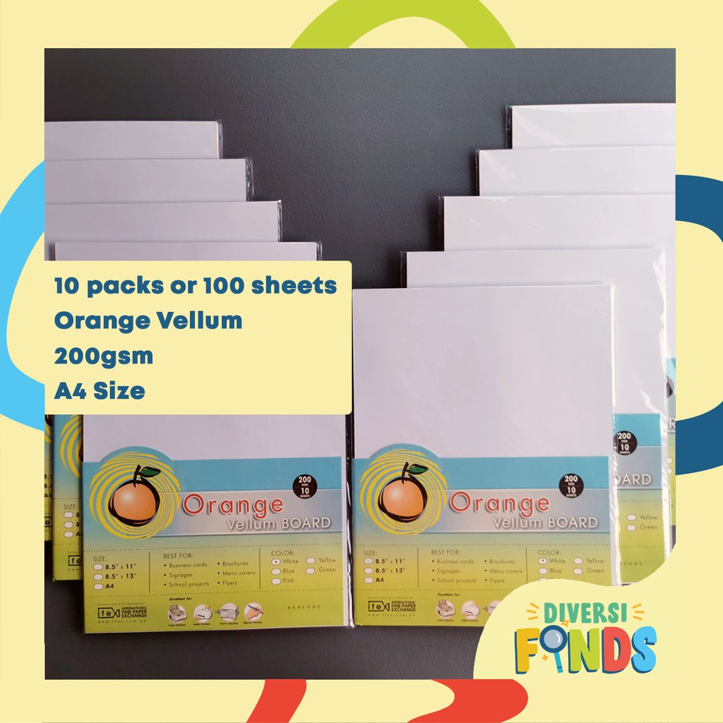 WHOLESALE!!! 10 Packs Orange Vellum Board Calling card board Short and Long 200gsm 10sheets/pack