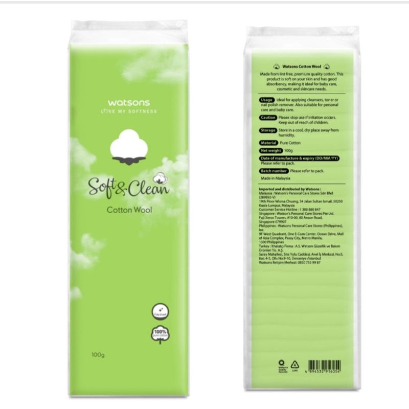 Watsons soft & Clean cotton woll 100g Shopee Philippines