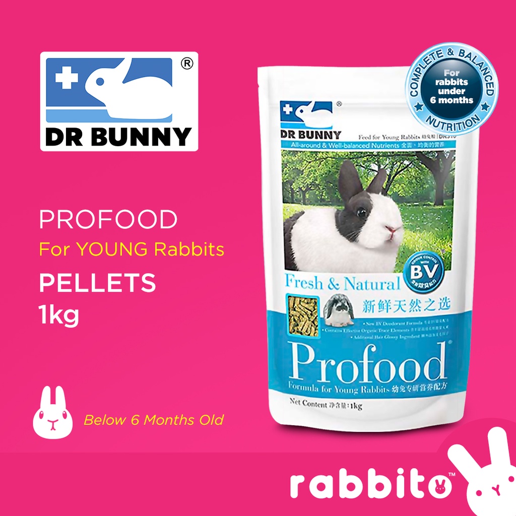 Dr. Bunny Profood Pellets for Young Rabbits 1KG alfalfa haybased