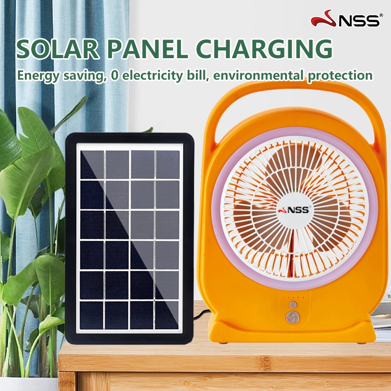 NSS solar fan 8 inch portable solar fan with panel solar electricfan with light Mini Fan
