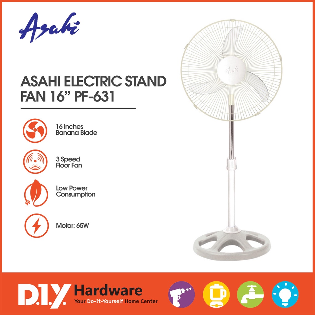 Asahi Stand Fan 16" Banana Type Blade Adjustable Height PF631 Shopee