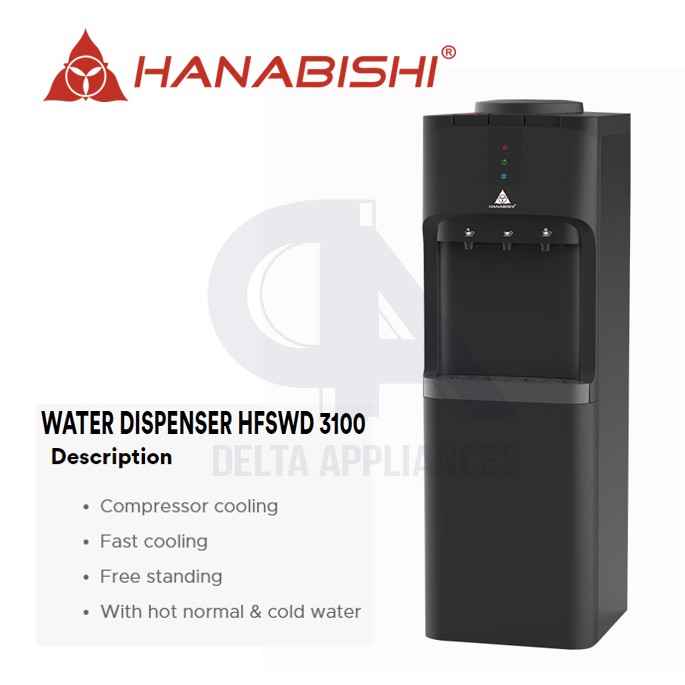 Hanabishi Water Dispenser Hot/Cold/Normal Color Compressor Cooling