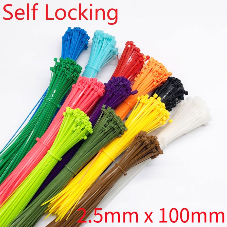 100pcs Self Locking Nylon Cable Ties 2.5x100mm Plastic Zip Tie Band