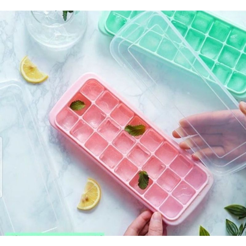 BEST SELLER Ice Cube Tray/ Box Plastic Ice Maker 21 Grid Shopee