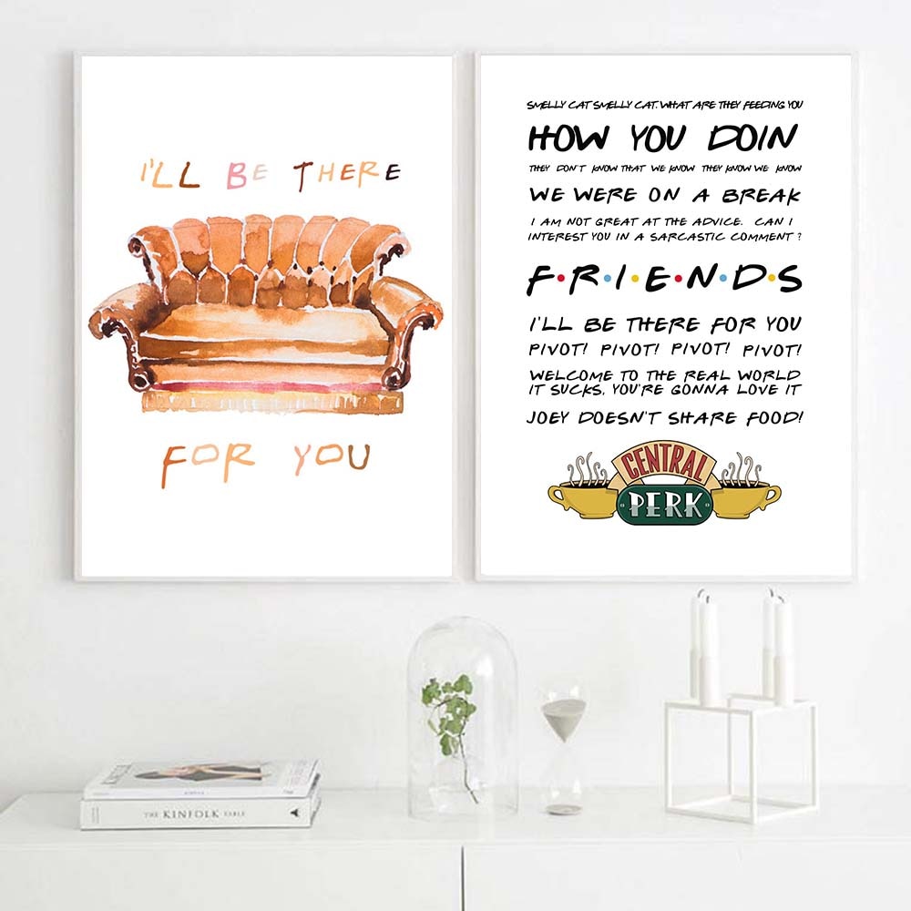 Canvas Painting Friends TV Show Print Quotes Wall Art Central Perk