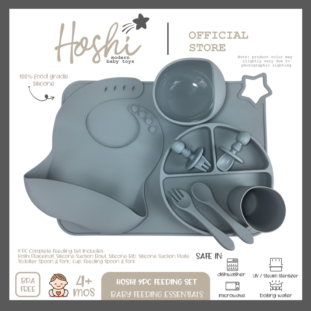 Hoshi Baby 9pc Premium Feeding Set, 100 Platinum Medical Grade