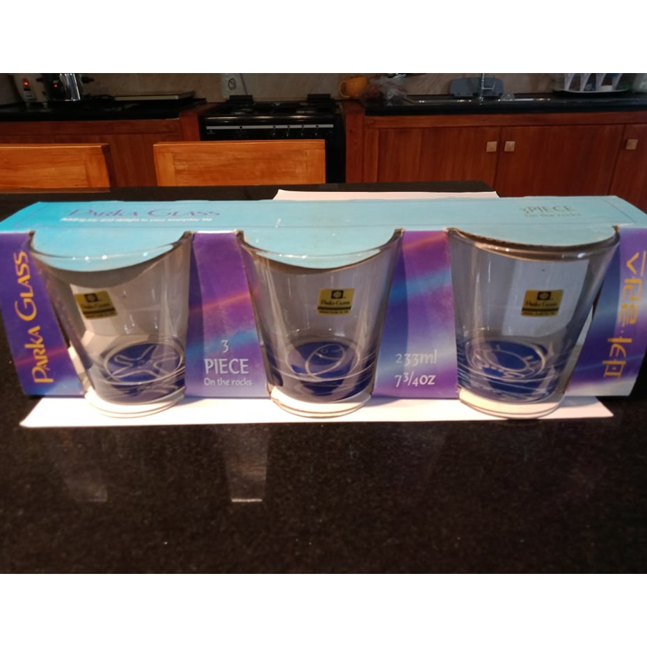 Glass tumbler set Parka on the rocks 3 pc set, original Korean