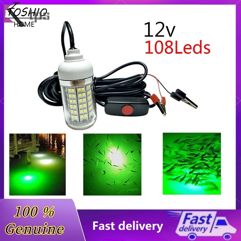 12V LED Green Underwater Submersible Night Fishing Light Crappie Shad