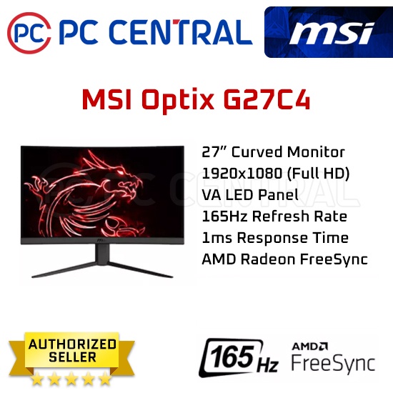 MSI Optix G27c4 27" Full HD Curved Gaming Monitor (165hz) | Shopee