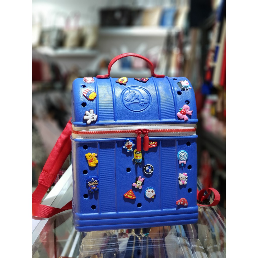 Original CROCS ZipTop Kiddie Backpack With Jibbitz Large Size Blue