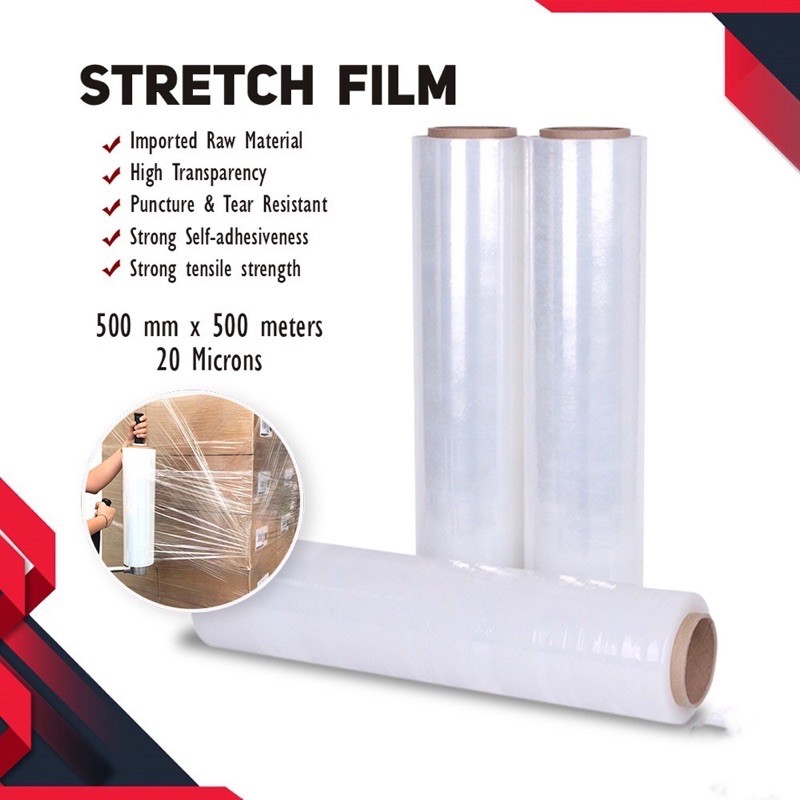 20micron Stretch Film / Shrink Wrap / Packaging Film 500mm X 500meters