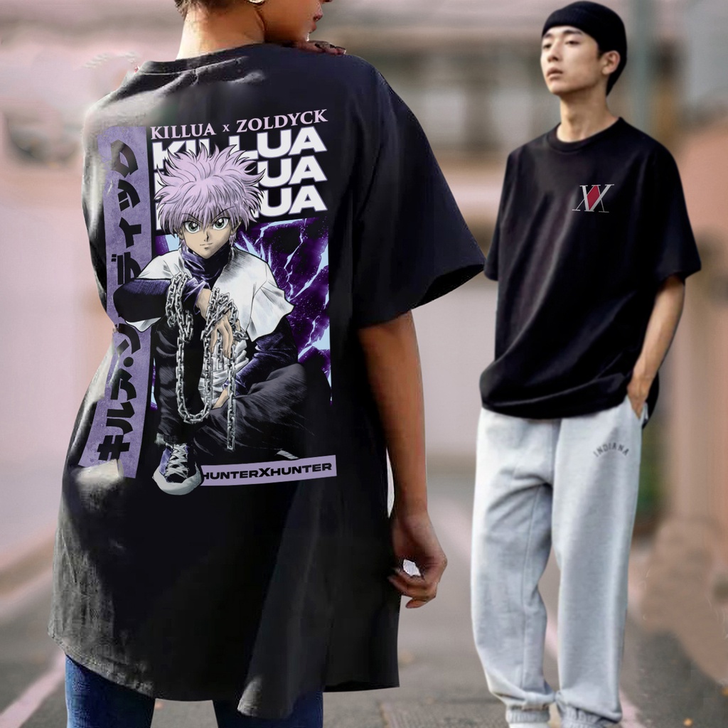 Trendy Fashion Casual Anime Graphic tees Unisex white oversize streetwear t shirt Killua OP2