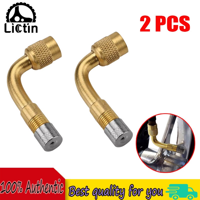 ＞LICTIN 2 Pieces of 90 Degree Brass Pneumatic Tire Valve Angle Rod