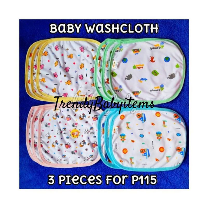 3pcs set Printed Baby Washcloth Shopee Philippines