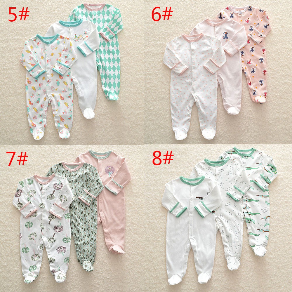 3pcs/set Baby Boys Rompers Footies Newborn 100 Cotton Girls Jumpsuits