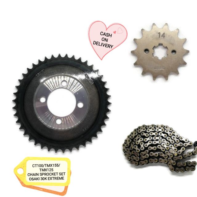 CT100/TMX 155/TMX125 CHAIN AND SPROCKET SET OSAKI EXTREME Shopee