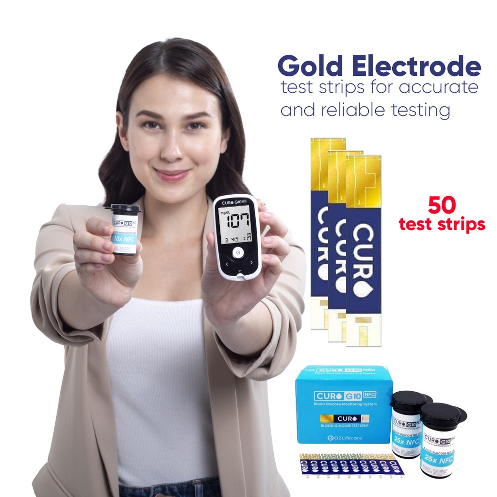 50 pcs Blood Glucose Test Strip for Curo G10 Glucose Meter Shopee