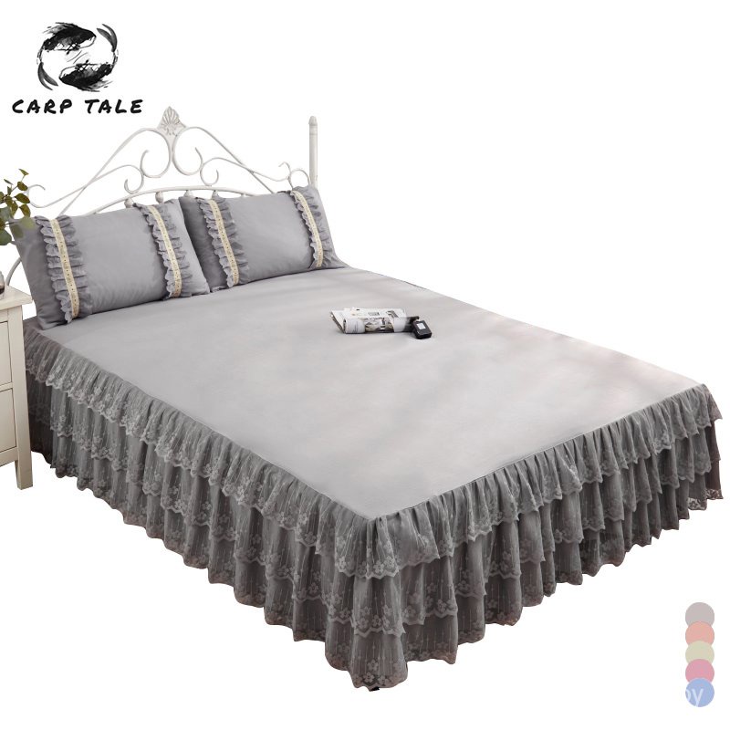Summer Lace Bedspread 150/180cm Fitted Sheet Bed Skirt Queen King Size