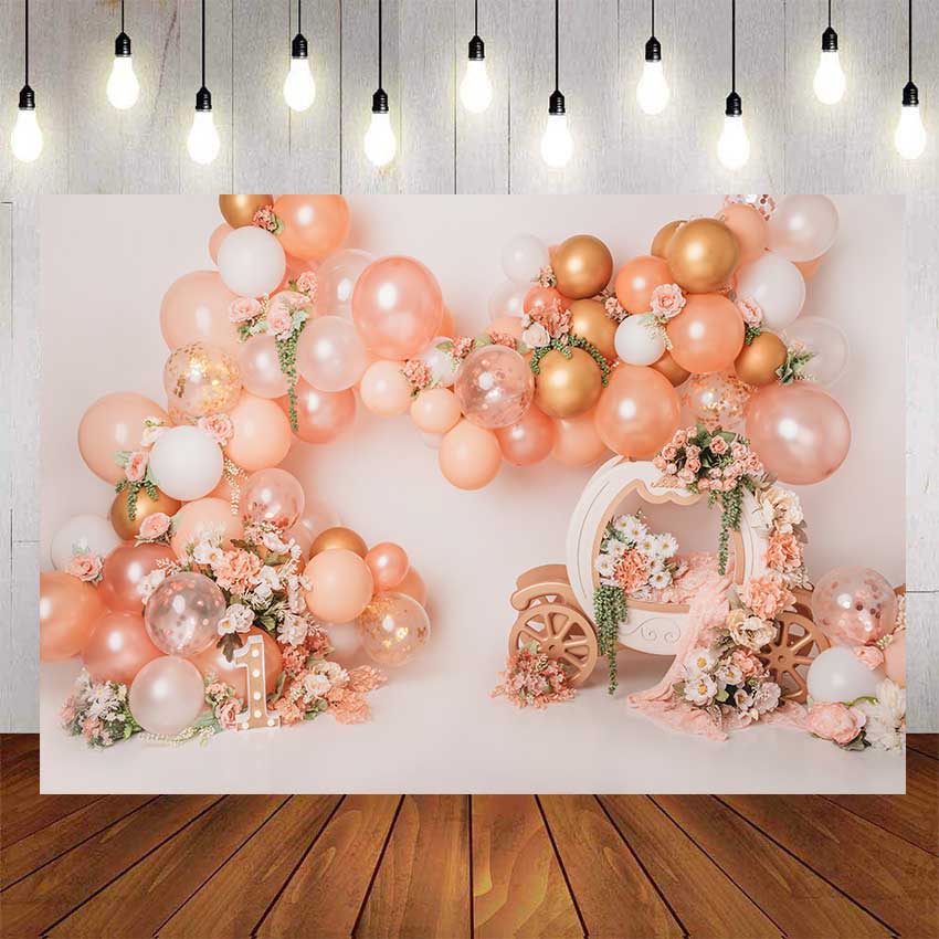 Princess Floral Balloon Garland Birthday Backdrop For Photography Baby