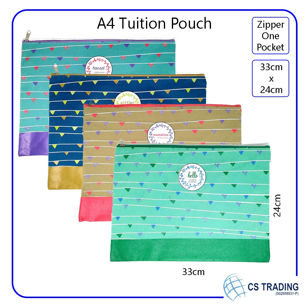 A4 Size File Bag Zipper Zip File Stationery File Folder Document Bag