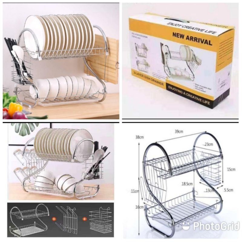 2 Layer Stainless Steel Dish Rack Drainer Shopee Philippines