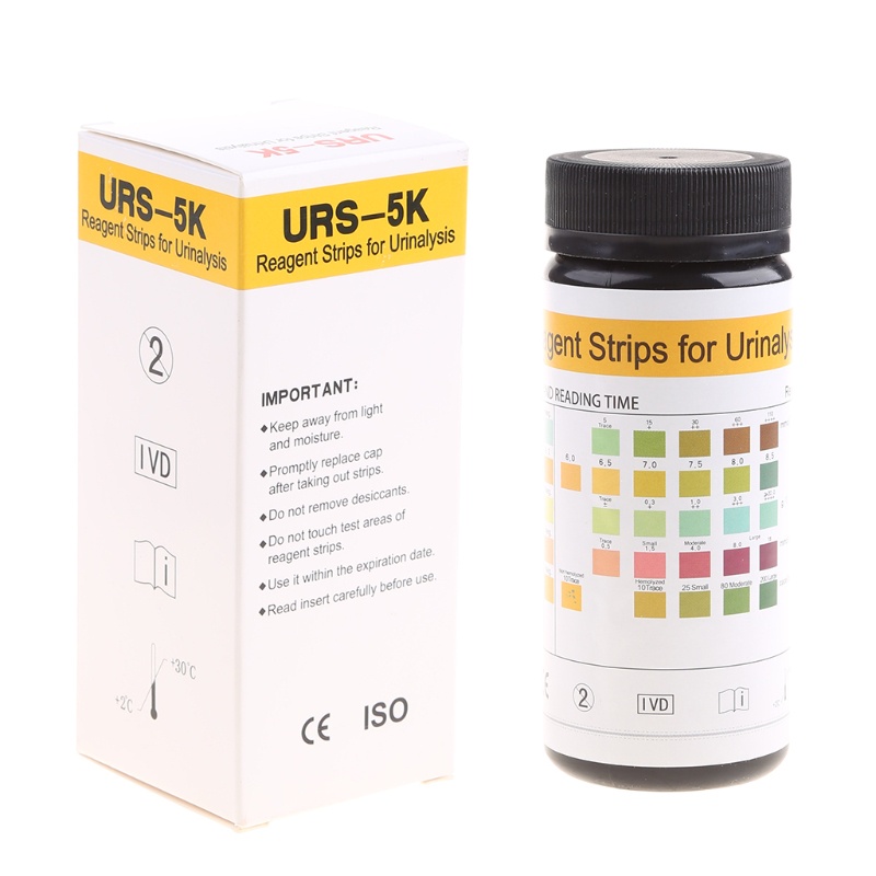 100Pcs URS5K Glucose pH Protein Ketone Blood Urine Test Strip Reagent