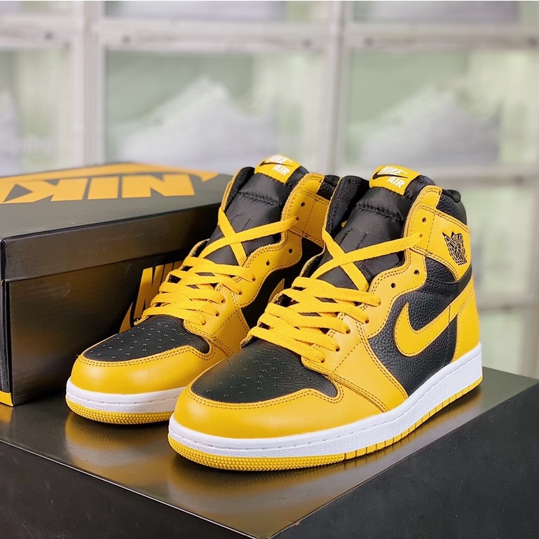 Nike Air Jordan 1 OG "Yellow Black" High Cut Basketball Shoes Casual