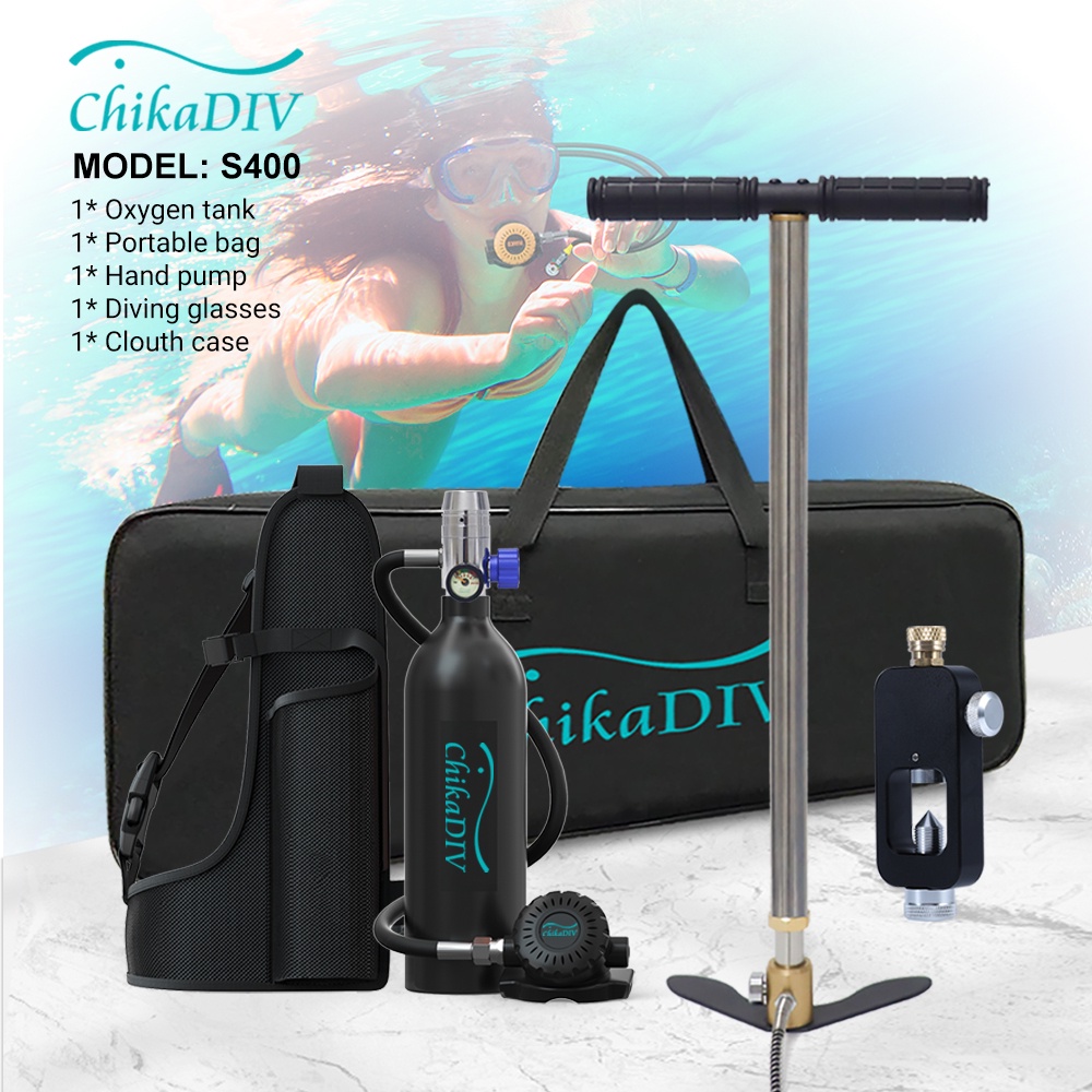 Chikadiv C400 Mini Scuba Diving Tank/Equipment 1L Diving Bottle Oxygen