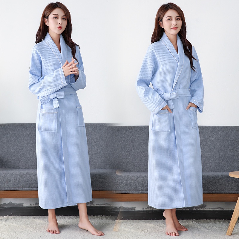 couple sleepwear 100 Cotton Waffle Bathrobe Men Women Couple Nightgown