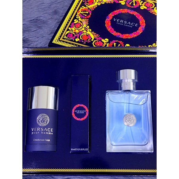Versace Pour Homme Set 100ml + 10ml travel spray+ deodorant Shopee