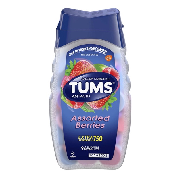 Tums Antacid Chewable Tablets Extra Strength Assorted Berries (96tabs