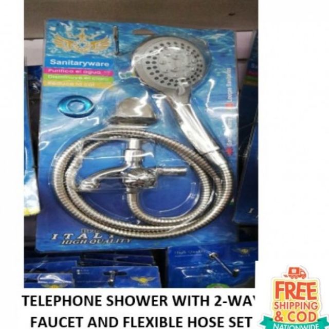 Bathroom Shower Set Adjustable Telephone Shower with 2 Way Faucet High