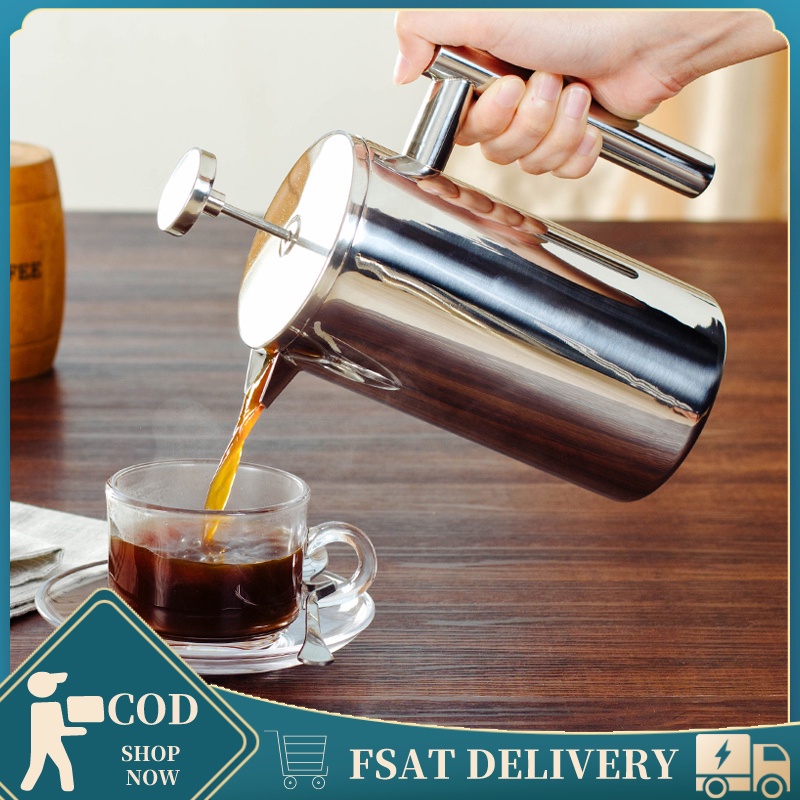 French press pot portable doublelayer coffee pot heatresistant hand