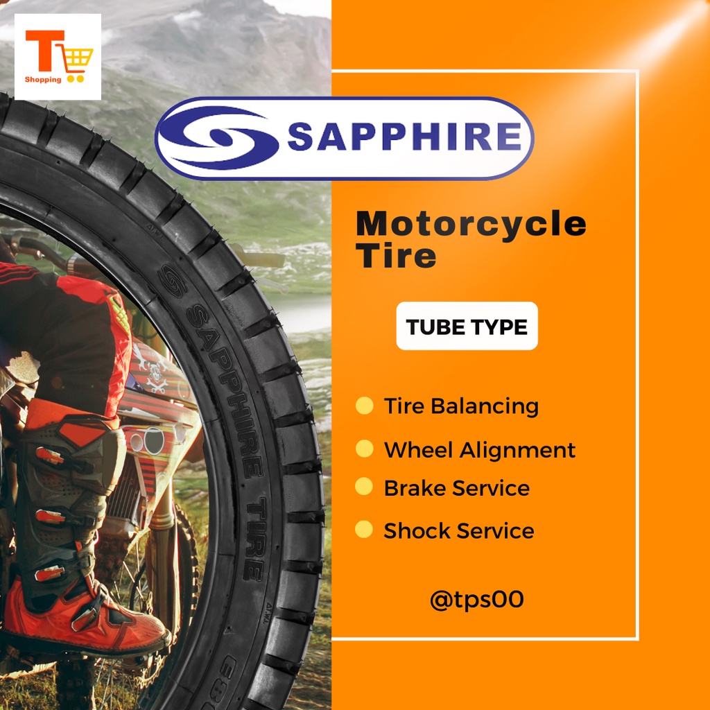 SAPPHIRE TUBETYPE TIRE FOR MOTORCYCLE E707 70/8014, 80/8014 (9313