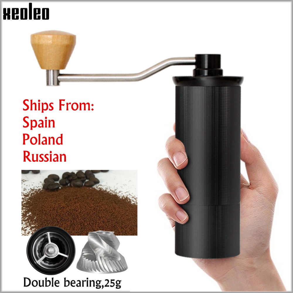 XEOLEO 50MM Aluminum Manual Coffee grinder Stainless steel Burr grinder