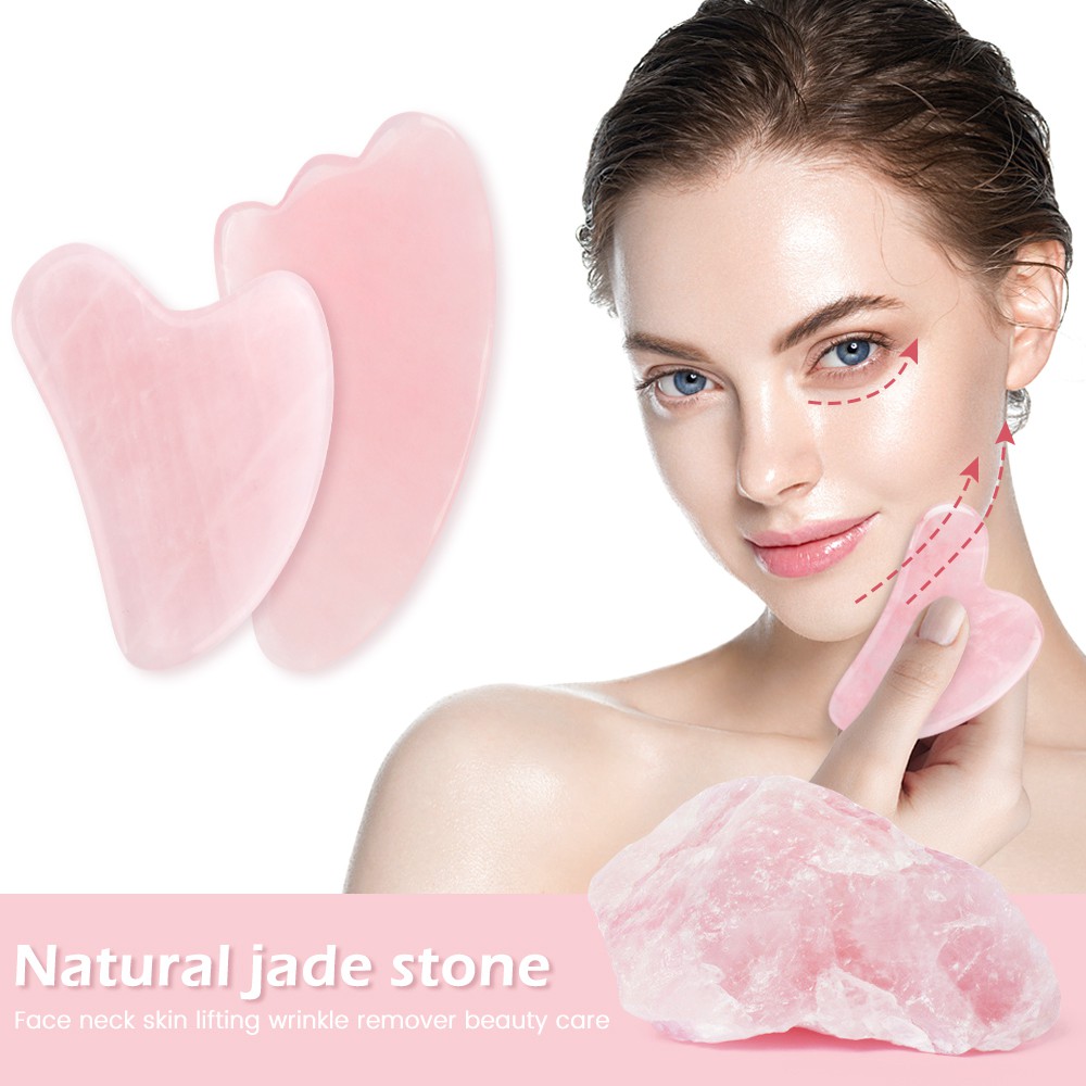 Gua Sha Board Jade Natural Original Rose Quartz Facial Massager Roller