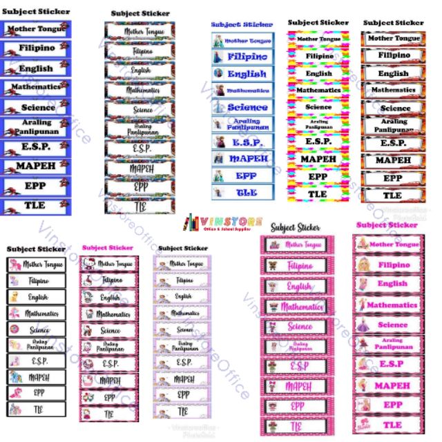 Subject Stickers (20 Stickers/10 Designs) Shopee Philippines