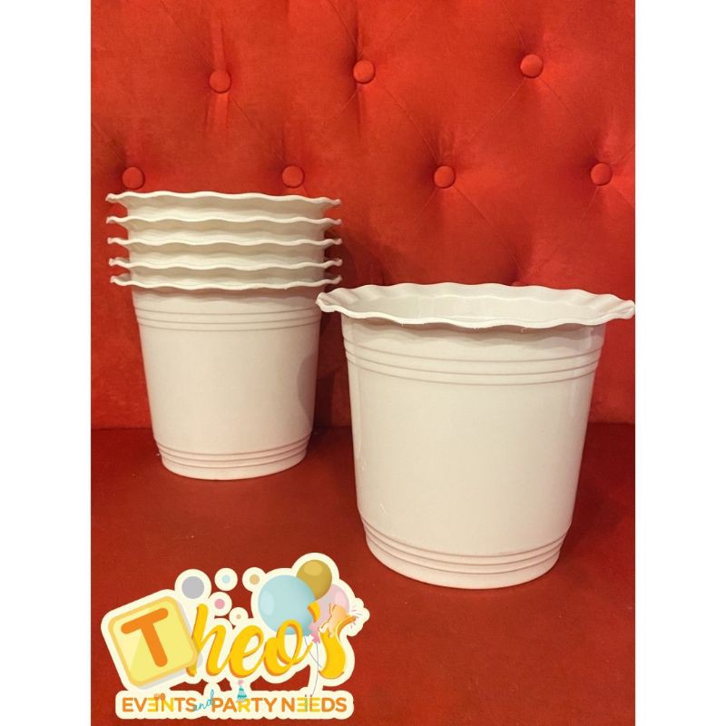 BB260 8x7 Wavy White Plastic Pots for Plants Nursery Pot/Pots Flower