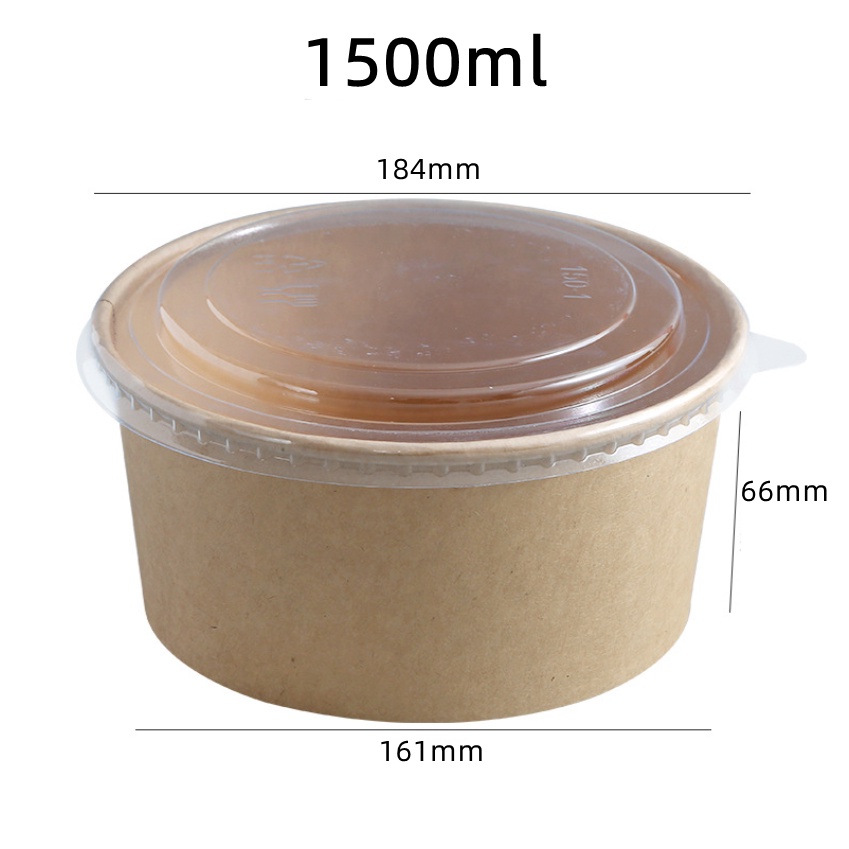50PCS Round Meal Box Round Kraft Paper Box Take Out Takoyaki Chicken